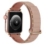 For Apple Watch SE 40mm Reverse Buckle Magnetic Silicone Watch Band(Rose Buckle Pink)