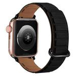 For Apple Watch 4 44mm Reverse Buckle Magnetic Silicone Watch Band(Black Buckle Black Brown)