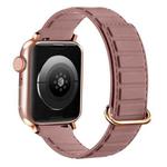 For Apple Watch 3 42mm Reverse Buckle Magnetic Silicone Watch Band(Rose Buckle Rouge)