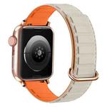 For Apple Watch 3 42mm Reverse Buckle Magnetic Silicone Watch Band(Rose Buckle Starlight Orange)