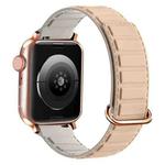 For Apple Watch 2 38mm Reverse Buckle Magnetic Silicone Watch Band(Rose Buckle Milk Grey)
