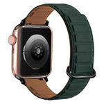 For Apple Watch 38mm Reverse Buckle Magnetic Silicone Watch Band(Black Buckle Green Brown)