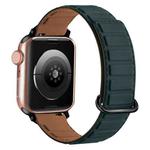 For Apple Watch Series 10 46mm Reverse Buckle Magnetic Silicone Watch Band(Black Buckle Green Brown)