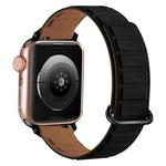 For Apple Watch Series 10 46mm Reverse Buckle Magnetic Silicone Watch Band(Black Buckle Black Brown)