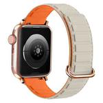 For Apple Watch Series 10 46mm Reverse Buckle Magnetic Silicone Watch Band(Rose Buckle Starlight Orange)