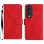 For Honor 90 Stitching Embossed Leather Phone Case(Red)