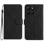 For Honor X6A Stitching Embossed Leather Phone Case(Black)