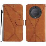For Honor X9b Stitching Embossed Leather Phone Case(Brown)