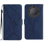 For Honor X9b Stitching Embossed Leather Phone Case(Blue)