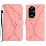 For Honor 200 5G Global Stitching Embossed Leather Phone Case(Pink)