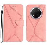 For Honor X9c Stitching Embossed Leather Phone Case(Pink)