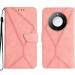 For Honor X9c Smart Stitching Embossed Leather Phone Case(Pink)