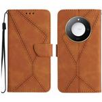 For Honor X9c Smart Stitching Embossed Leather Phone Case(Brown)