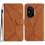 For Honor 400 Pro Global 160.8mm Stitching Embossed Leather Phone Case(Brown)