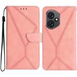 For Honor 400 Global 156.5mm Stitching Embossed Leather Phone Case(Pink)