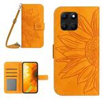 For Honor X6A Skin Feel Sun Flower Pattern Leather Phone Case with Lanyard(Yellow)