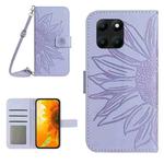 For Honor X8b Skin Feel Sun Flower Pattern Leather Phone Case with Lanyard(Purple)