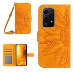 For Honor 200 Lite Global Skin Feel Sun Flower Pattern Leather Phone Case with Lanyard(Yellow)