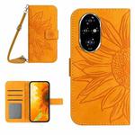 For Honor 200 5G Global Skin Feel Sun Flower Pattern Leather Phone Case with Lanyard(Yellow)