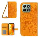 For Honor 200 Smart Global Skin Feel Sun Flower Pattern Leather Phone Case with Lanyard(Yellow)