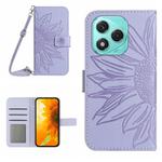 For Honor 400 Lite Skin Feel Sun Flower Pattern Leather Phone Case with Lanyard(Purple)