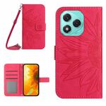 For Honor 400 Lite Skin Feel Sun Flower Pattern Leather Phone Case with Lanyard(Rose Red)