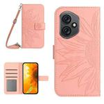 For Honor 400 Global 156.5mm Skin Feel Sun Flower Pattern Leather Phone Case with Lanyard(Pink)