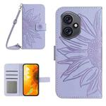 For Honor 400 Global 156.5mm Skin Feel Sun Flower Pattern Leather Phone Case with Lanyard(Purple)