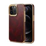 For iPhone 12 Pro Denior Oil Wax Cowhide Plating Phone Case(Red)