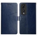 For Honor 90 Y-shaped Pattern Flip Leather Phone Case(Blue)