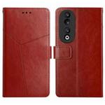 For Honor 90 Y-shaped Pattern Flip Leather Phone Case(Brown)