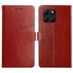 For Honor X6A Y-shaped Pattern Flip Leather Phone Case(Brown)