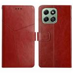 For Honor X6b Y-shaped Pattern Flip Leather Phone Case(Brown)