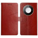 For Honor X9c Smart Y-shaped Pattern Flip Leather Phone Case(Brown)