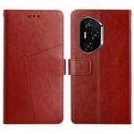 For Honor 400 Pro Global 160.8mm Y-shaped Pattern Flip Leather Phone Case(Brown)