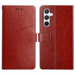 For Samsung Galaxy S23 FE 5G Y-shaped Pattern Flip Leather Phone Case(Brown)