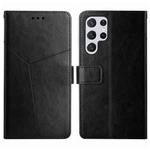 For Samsung Galaxy S24 Ultra 5G Y-shaped Pattern Flip Leather Phone Case(Black)