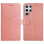 For Samsung Galaxy S24 Ultra 5G Y-shaped Pattern Flip Leather Phone Case(Pink)