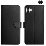 For Samsung Galaxy A05 HT02 Genuine Leather Fingerprint-proof Flip Phone Case(Black)