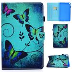 For Samsung Galaxy Tab A 10.1 2019 / T510 Colored Drawing Stitching Horizontal Flip Leather Case with Holder & Card Slots(Green Butterflies)