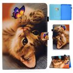 For Huawei MediaPad T5 10.0 inch Colored Drawing Stitching Horizontal Flip Leather Case with Holder & Card Slots(Butterfly Cat)