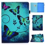 For Huawei MediaPad T5 10.0 inch Colored Drawing Stitching Horizontal Flip Leather Case with Holder & Card Slots(Green Butterflies)
