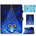 For 7.0 inch Tablet PC Colored Drawing Stitching Horizontal Flip Leather Case with Holder & Card Slots(Night Sky Owl)