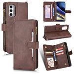 For Motorola Moto G52J 5G Litchi Texture Zipper Leather Phone Case(Brown)