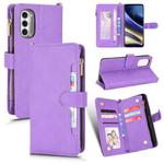 For Motorola Moto G52J 5G Litchi Texture Zipper Leather Phone Case(Purple)