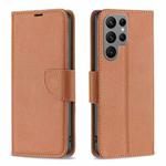 For Samsung Galaxy S24 Ultra 5G Litchi Texture Pure Color Flip Leather Phone Case(Brown)