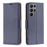 For Samsung Galaxy S24 Ultra 5G Litchi Texture Pure Color Flip Leather Phone Case(Blue)