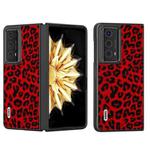 For Honor Magic V2 ABEEL Black Edge Leopard Phone Case(Red)