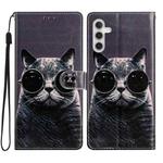 For Samsung Galaxy A25 5G Colored Drawing Leather Phone Case(Sunglasses Cat)