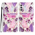 For Samsung Galaxy A25 5G Colored Drawing Leather Phone Case(Purple Marble)